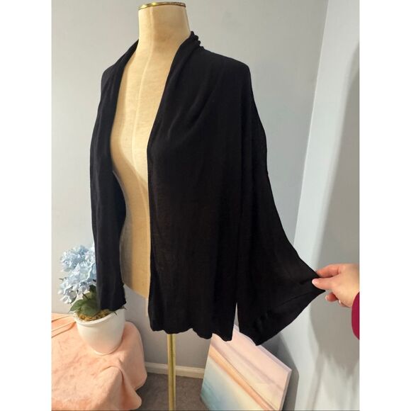 H & M Womens Open Front Knit Kimono Cardigan Sweater Black Medium - Picture 1 of 8